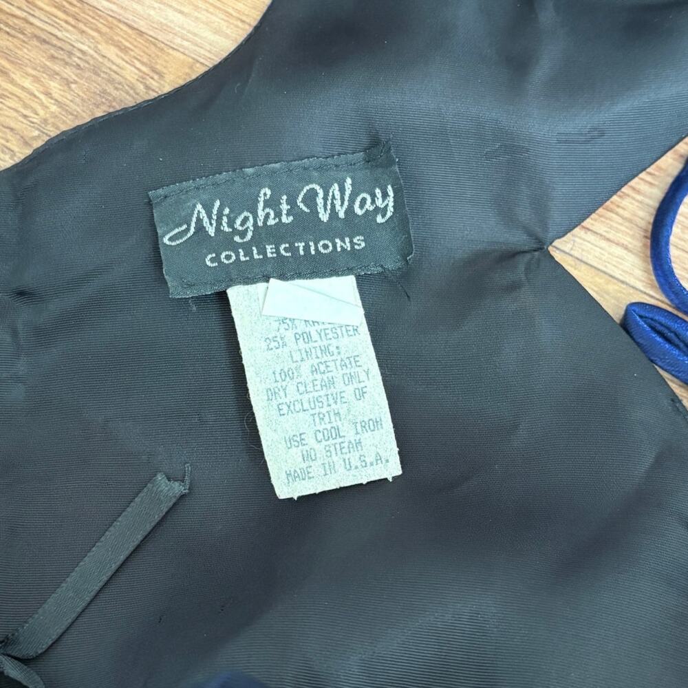 Vintage Night Way 90s Satin Organza Corset Bias Cut Midi Formal Whimsygoth Dress - Picture 8 of 9